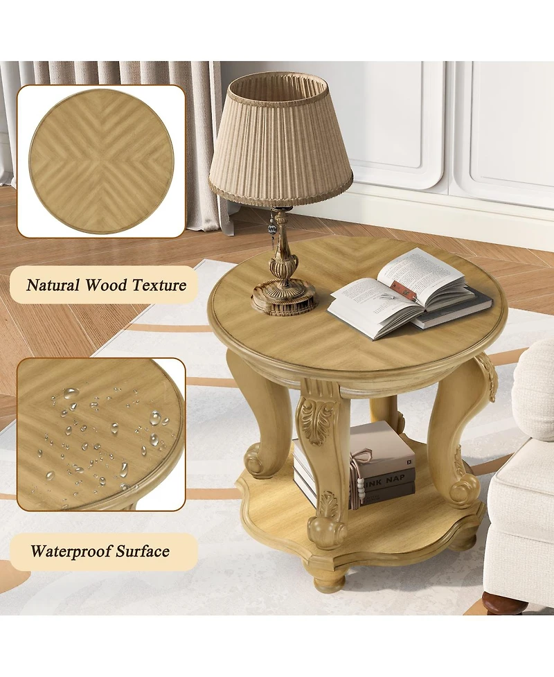 Streamdale Furniture 22" Two Tone Round End Table with Shelf