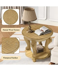 Streamdale Furniture 22" Two Tone Round End Table with Shelf