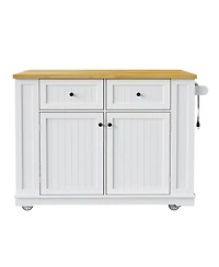 Streamdale Furniture 48" White Kitchen Island with Drop Leaf, Power Outlet & Storage (2 Pkgs)