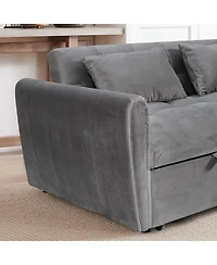 Streamdale Furniture 65-inch 3-in-1 Foldable Sofa Bed, Modern Velvet Double Sofa with Adjustable Back