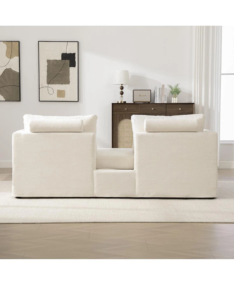 Streamdale Furniture Chenille Double-Seater Sofa with Pillows