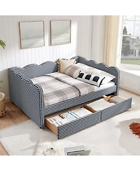 Streamdale Furniture Streamdale Cozy Gingham Daybed with Storage Drawers