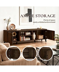 LuxenHome Dark Oak Manufactured Wood 71-Inch Wide Tv Console Cabinet