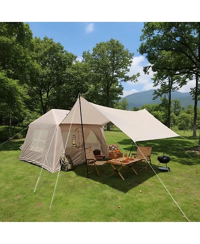 Streamdale Furniture 5.72m² Inflatable 4 Season Camping Tent with Stove Jack & Mesh Windows