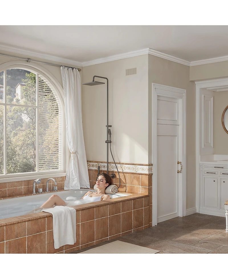 Lalahoo 3-Spray Shower Faucet 2.5 Gpm with Piano Button Diverter, Hand Shower and Led Temperature Display