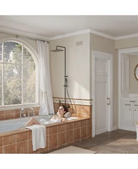 Lalahoo 3-Spray Shower Faucet 2.5 Gpm with Piano Button Diverter, Hand Shower and Led Temperature Display