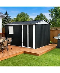 Streamdale Furniture 9.5 x 6.7 Ft Metal Garden Shed for Patio Backyard Tools House Storage