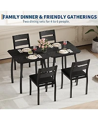 gaomon Small Dining Table Set for 4 5-Piece Kitchen Table and 4 Cushioned Chairs Space-Saving Dining Set for Small Spaces Apartment Kitchen