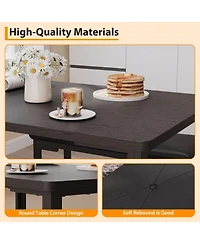 gaomon 43.3 Inch Dining Table Set for 4 Rectangle Kitchen Table with 2 Upholstered Soft Benches Metal Frame 3 Piece Dining Room Table Set Space-Saving
