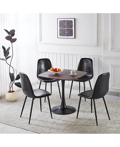 Streamdale Furniture 5pcs Dining Set, Metal Leg Mid-century Table for 4-6 People
