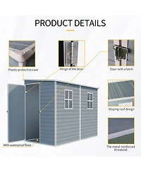 Streamdale Furniture 4x8ft Outdoor Resin Storage Shed with Two-Window, Waterproof, Lockable Doors