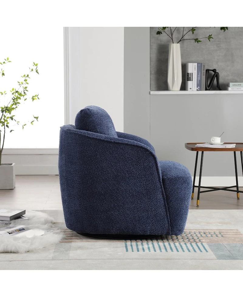 Streamdale Furniture 30.3"W Boucle Swivel Accent Barrel Chair & Round Sofa Chair