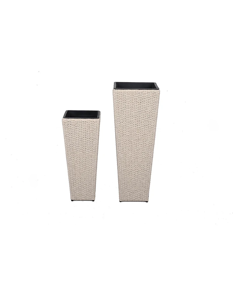 Streamdale Furniture Outdoor Pe Wicker Flower Pots, 2-Pcs Set