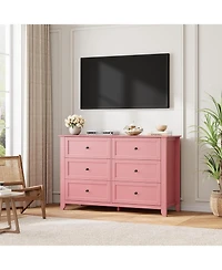 gaomon 6-Drawer Dresser for Bedroom, Large Wooden Chest with Deep Drawers and Metal Knobs for Entryway, Hallway