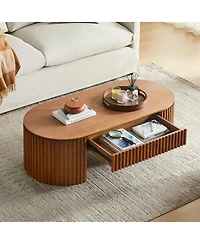 Streamdale Furniture Oval Wood Coffee Table with Drawer