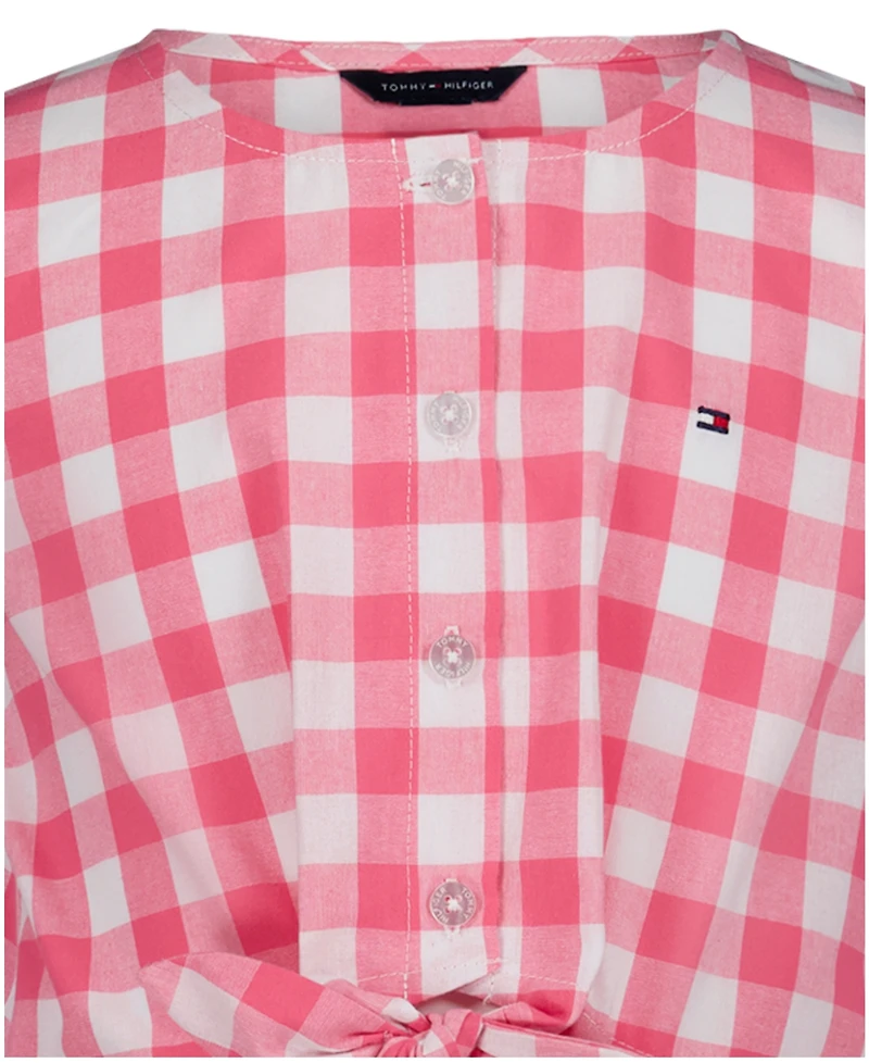 Tommy Hilfiger Girls' 7-16 Gingham Round Neck Dress