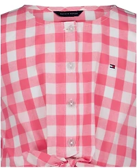 Tommy Hilfiger Girls' 7-16 Gingham Round Neck Dress