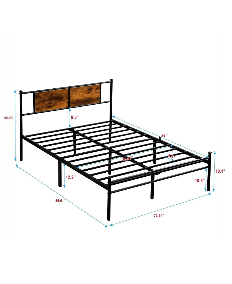 Streamdale Furniture California King Bed Frames, Headboard with wood panel decoration