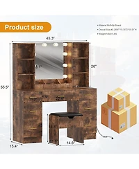 gaomon 56in Modern Vanity Set with Led Lighted Mirror