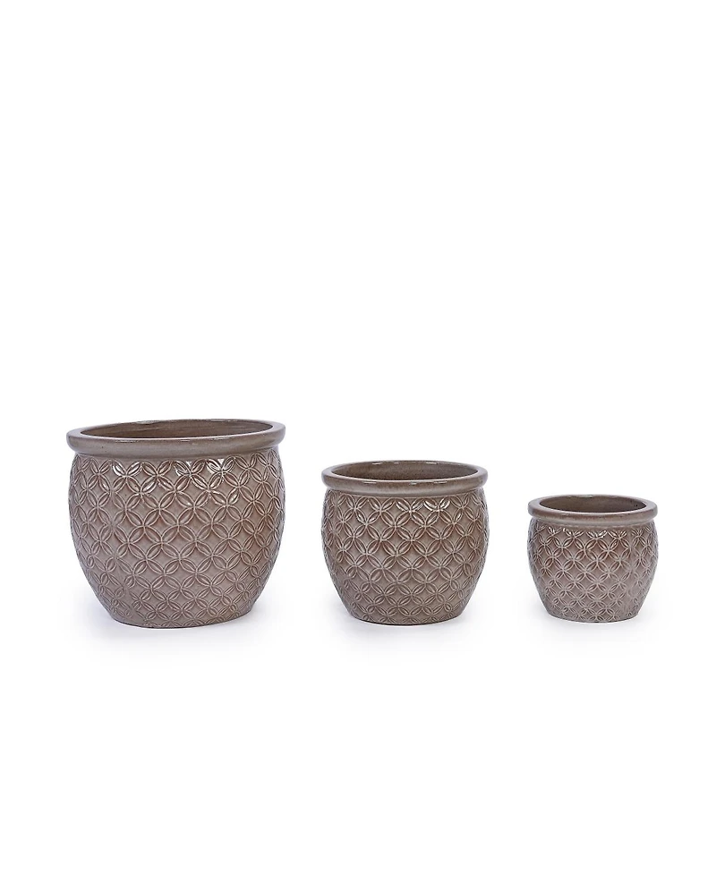 Streamdale Furniture 3 Pc Ceramic Handmade Glazed Planter Set