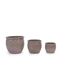 Streamdale Furniture 3 Pc Ceramic Handmade Glazed Planter Set