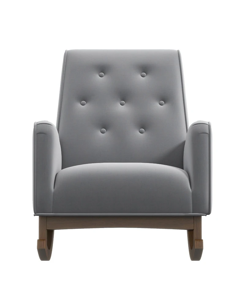 Flynama Premium Demetrius Fabric Solid Wood 300LBS Capacity Rocking Chair