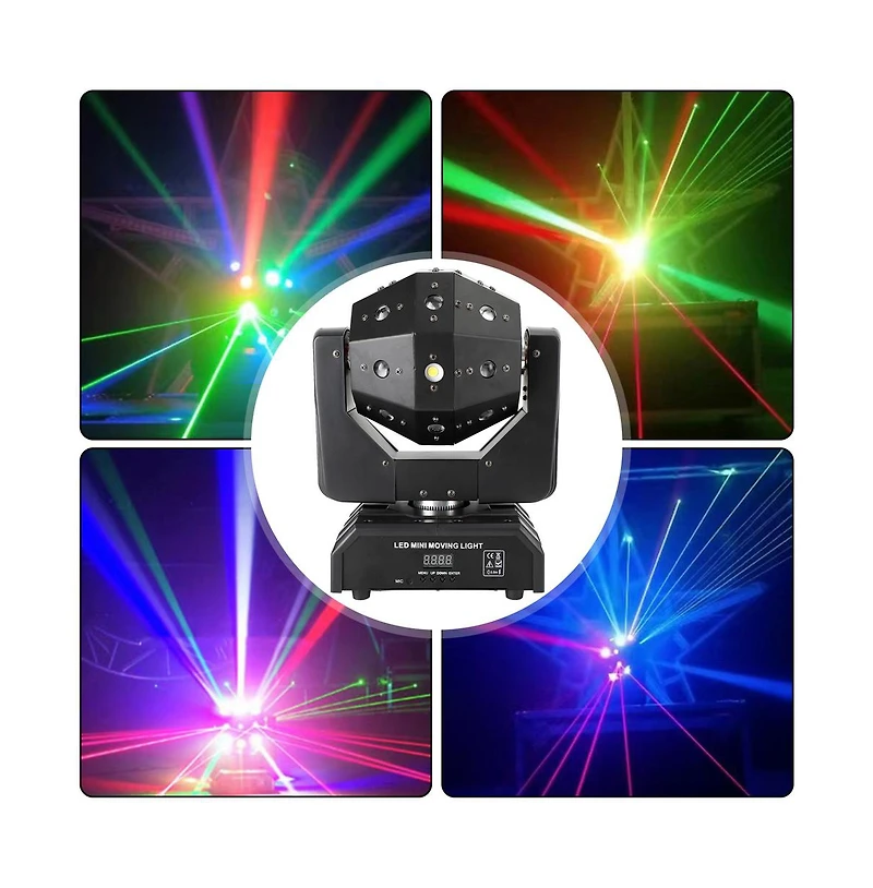 Artudatech 120W Rgbw Led Moving Head Stage Light with Laser, Strobe, DMX512 and Sound Control
