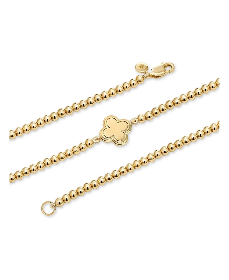 Devata Clover Beaded Ball Bracelet Gold Plated Sterling Silver