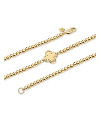 Devata Clover Beaded Ball Bracelet Gold Plated Sterling Silver