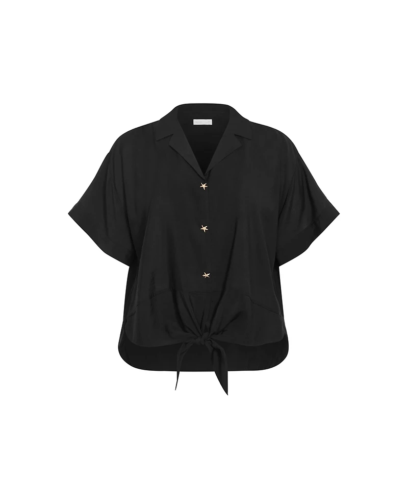 City Chic Women's Kalea Tie Front Shirt