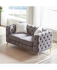 Streamdale Furniture 61.25" Deluxe Velvet Sofa with Chesterfield Tufted Buttons & 2 Pillows
