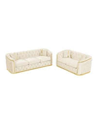 Streamdale Furniture 2-Piece Velvet Chesterfield Couch Set, 84.6" Sofa & 62.6" Loveseat