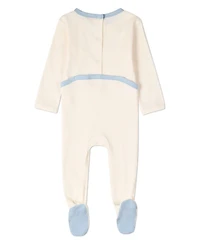 MeMoi Baby Boys Ribbed Cotton-Blend Embroidered Footie