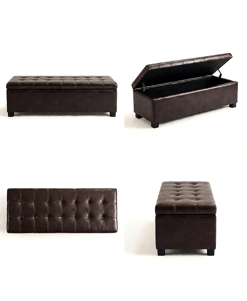 Streamdale Furniture Storage Ottoman Bench, Tufted Entryway, 49.75", Hinges, Wooden Legs