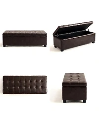 Streamdale Furniture Storage Ottoman Bench, Tufted Entryway, 49.75", Hinges, Wooden Legs
