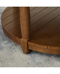 Streamdale Furniture Large Tufted Linen Ottoman Coffee Table with Solid Wood Shelf