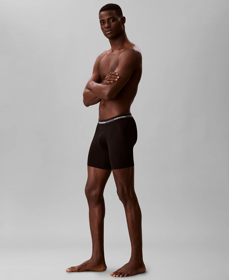 Calvin Klein Men's Stitch-Free Waistband Long Boxer Briefs, 3-Pack