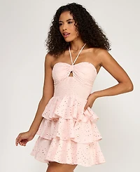 Juniors' Smocked Eyelet Halter Dress, Created for Macy's