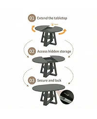 Streamdale Furniture Extendable Round Dining Table for 4-8