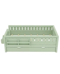 Streamdale Furniture Twin Bookshelf Bed with Staircase, Trundle