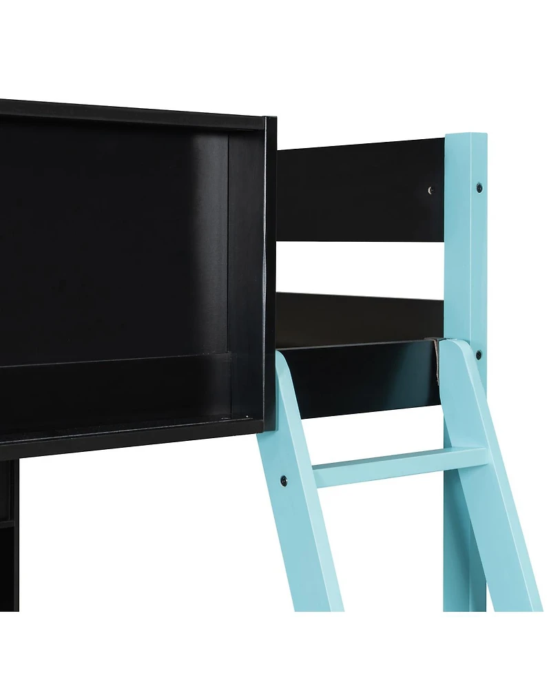 Streamdale Furniture Full Size Wood Loft Bed with Desk