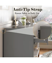 Streamdale Furniture 6-Drawer Double Dresser with Metal Handles & Solid Wood Legs