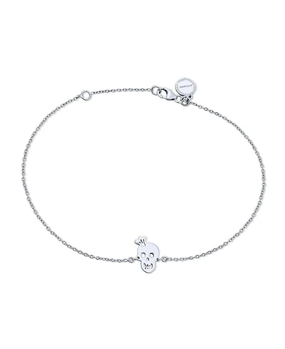 Bling Jewelry Whimsical Heart Eyes & Crown Smiling Skull Anklet Ankle Bracelet .925 Sterling Silver Adjustable