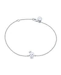 Bling Jewelry Whimsical Heart Eyes & Crown Smiling Skull Anklet Ankle Bracelet .925 Sterling Silver Adjustable