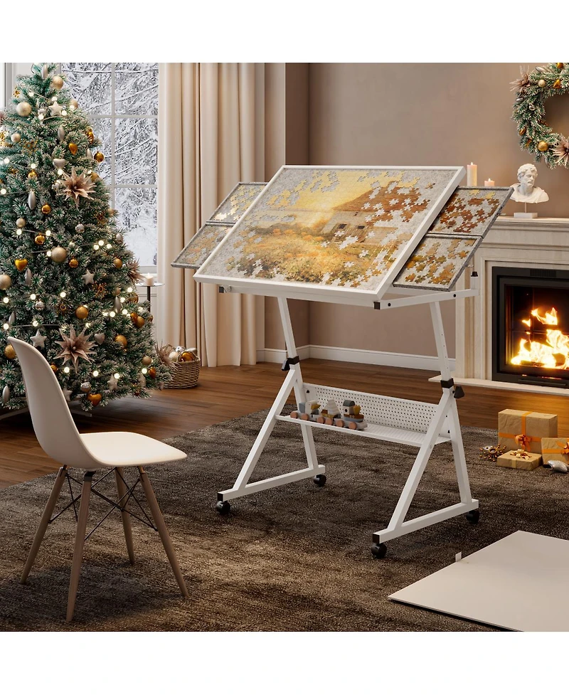Streamdale Furniture 1500 pieces Jigsaw Puzzle metal Table board for adults gift with 4 trays