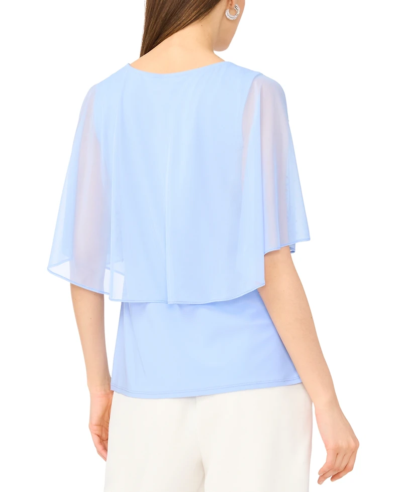 Msk Women's Split Cape Overlay Top