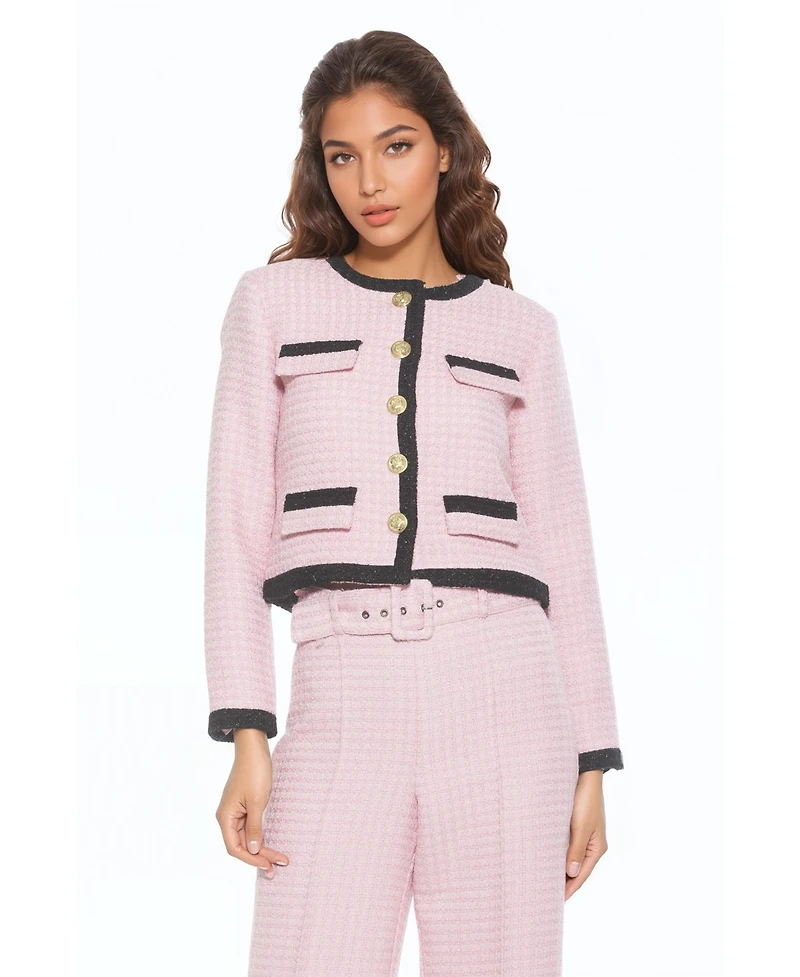 Alexia Admor Women's Crewneck Sweater Jacket