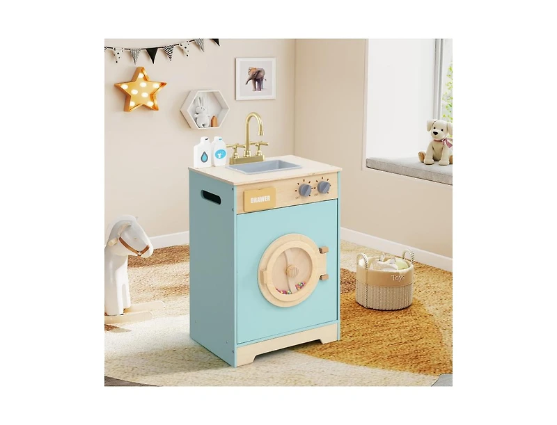 Slickblue Pretend Play Washing Machine Toy for Kids with Detergent