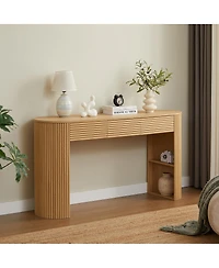 Streamdale Furniture Retro Console Table with Storage, 3 Drawers, Slat Aesthetic, Entryway/Living Room