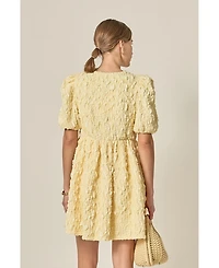 English Factory Women's Bow Detailed Puff Sleeve stretchy Mini Dress